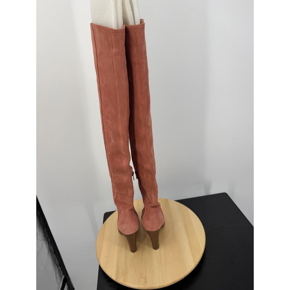 Sezane Anaelle Suede Over the Knee Boots EU 37 US 6 Dusty Pink 70s Romantic Boho - Picture 8 of 16